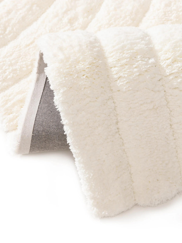 Tapis shaggy rainures de couloir crème 70x200 cm