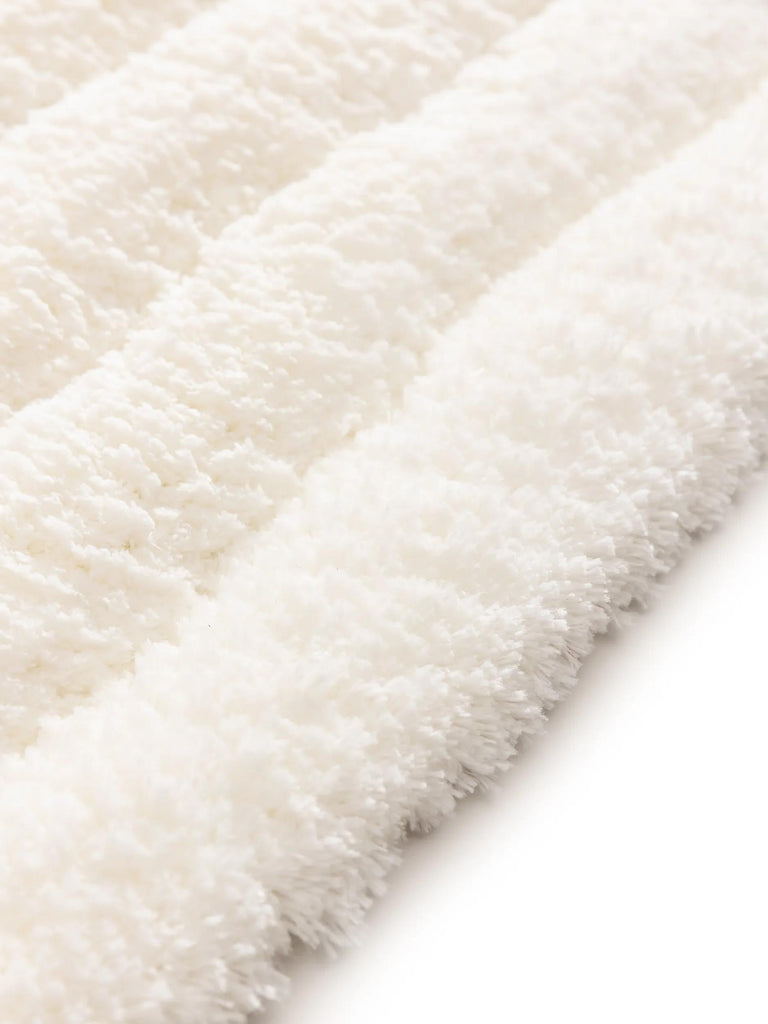 Tapis shaggy rainures géométrique de couloir crème 70x200 cm