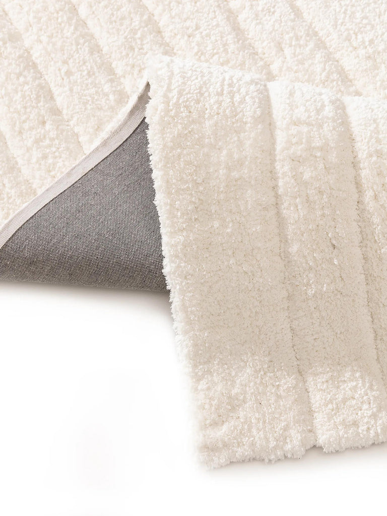 Tapis shaggy rainures crème 160x230 cm