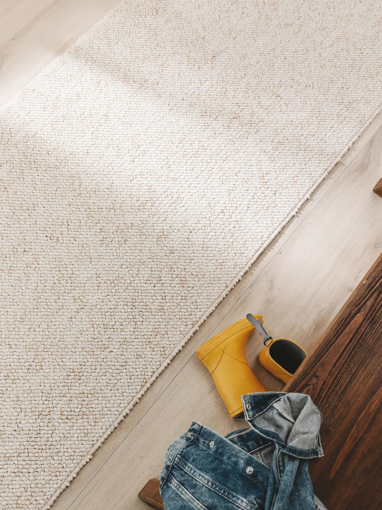 Tapis moderne tressé de couloir crème 80x240 cm