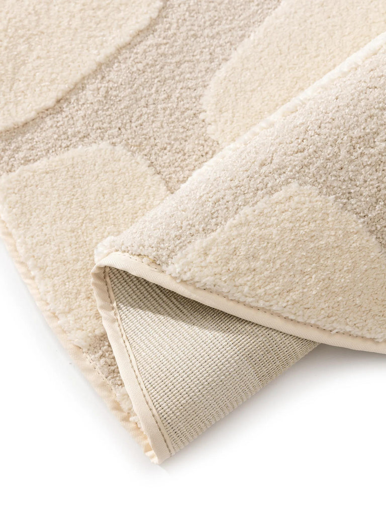 Tapis contemporain motif pierre pavé rond crème 160x160 cm