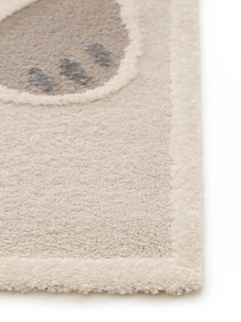 Tapis scandinave motif animal lion enfant crème et beige 80x150 cm