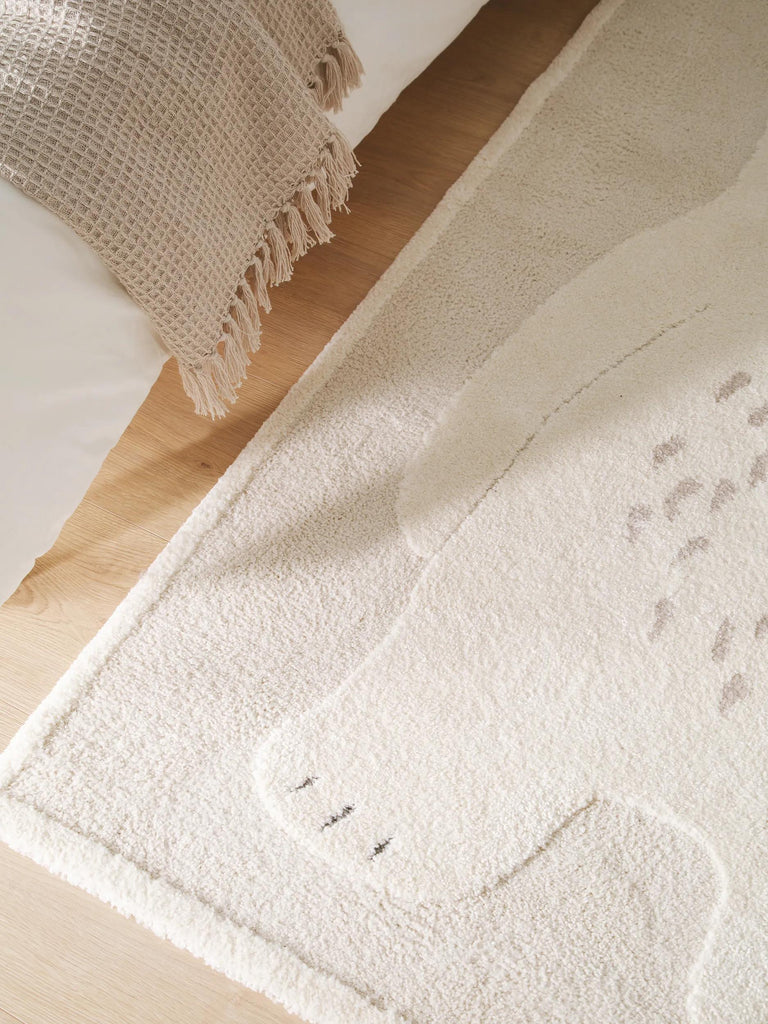 Tapis scandinave motif animal ourson enfant crème et beige 160x230 cm