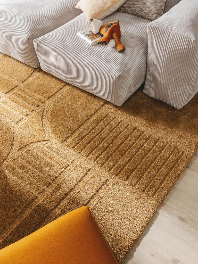 Tapis moderne motif pavage marron terre 160x230 cm