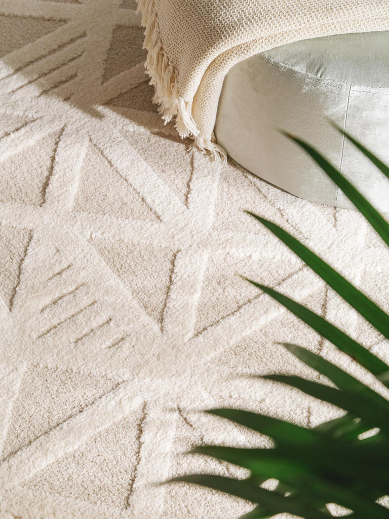 Tapis moderne géométrique épais crème et beige 120x170 cm