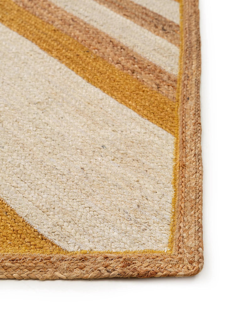 Tapis géométrique motif ethnique enfant orange et beige en jute 80x120 cm