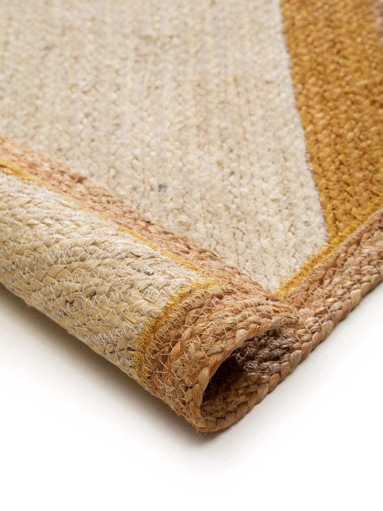 Tapis géométrique motif ethnique enfant orange et beige en jute 160x230 cm