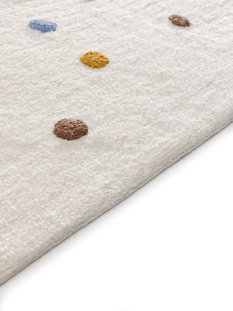 Tapis scandinave à poids avec franges enfant blanc et bleu en coton 80x120 cm