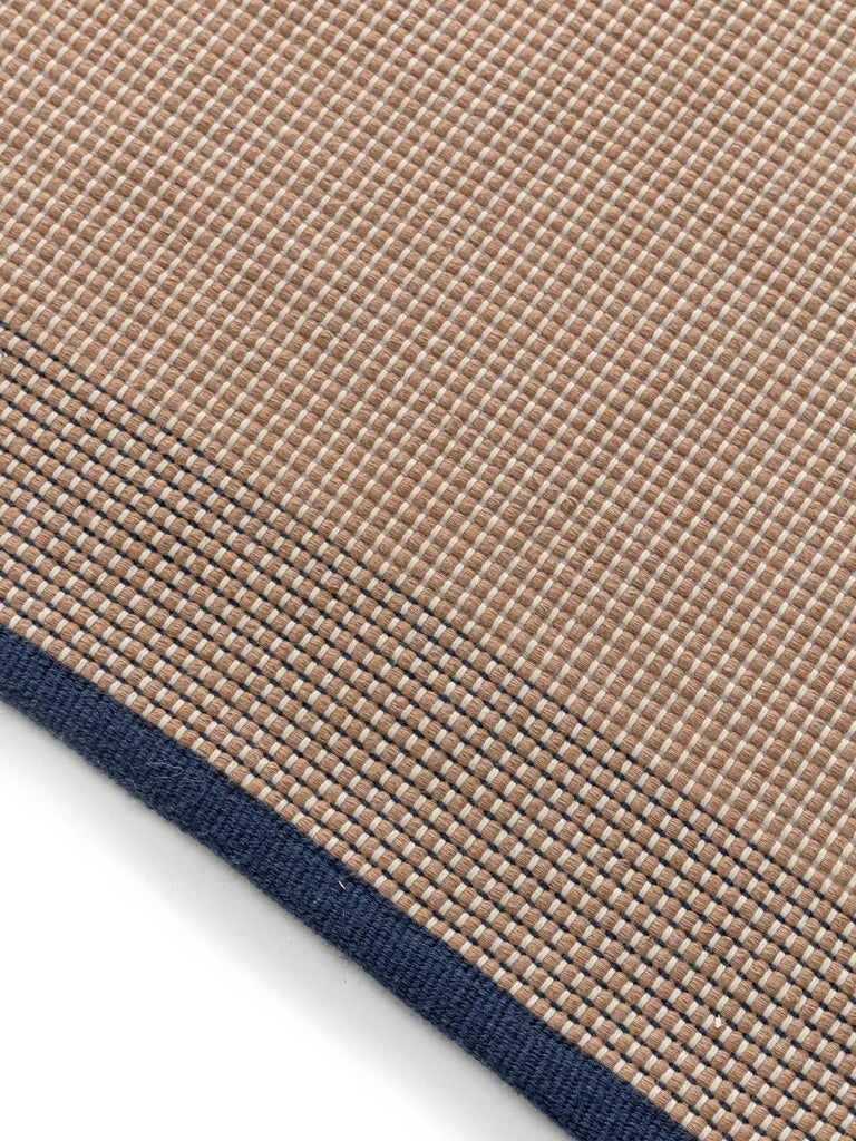Tapis scandinave tressage géométrique de couloir beige et bleu d'intérieur et d'extérieur 70x200 cm