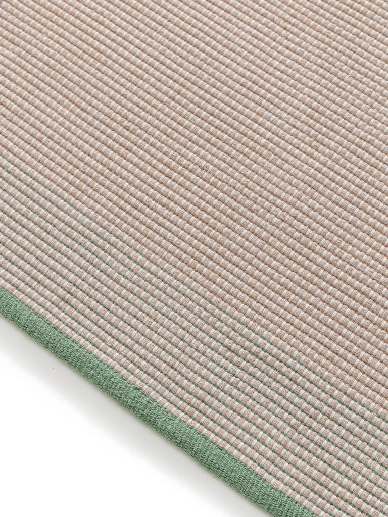 Tapis scandinave tressage géométrique beige et vert d'intérieur et d'extérieur 120x170 cm
