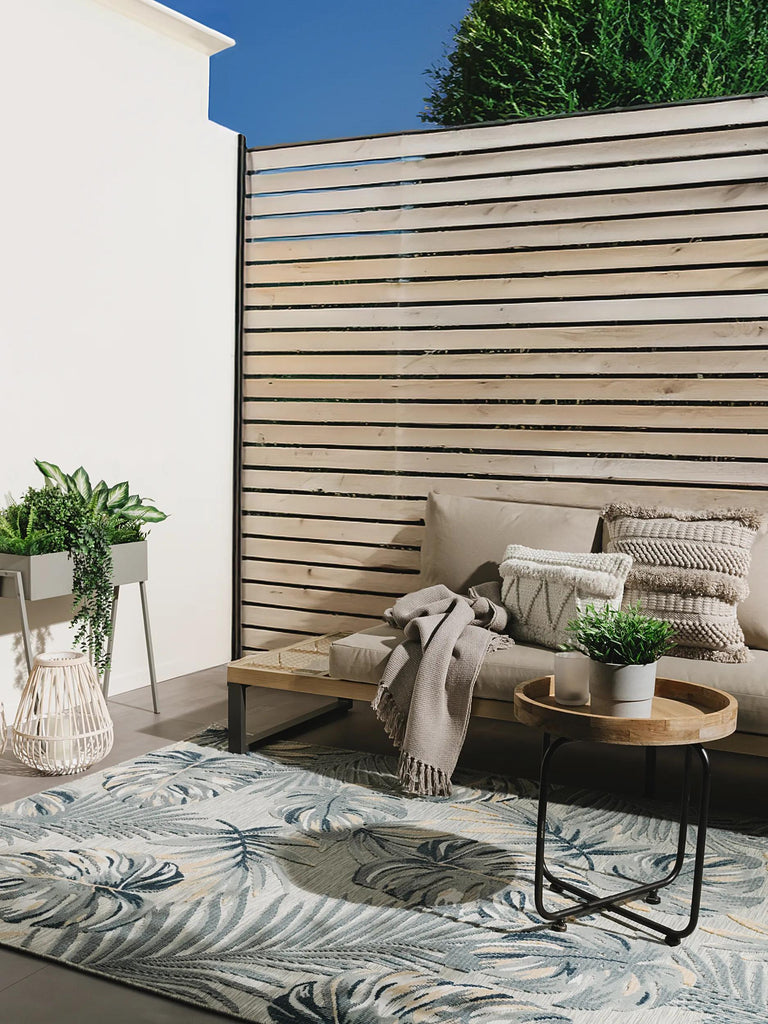 Tapis moderne motif floral palmier multicolore d'intérieur et d'extérieur 200x300 cm