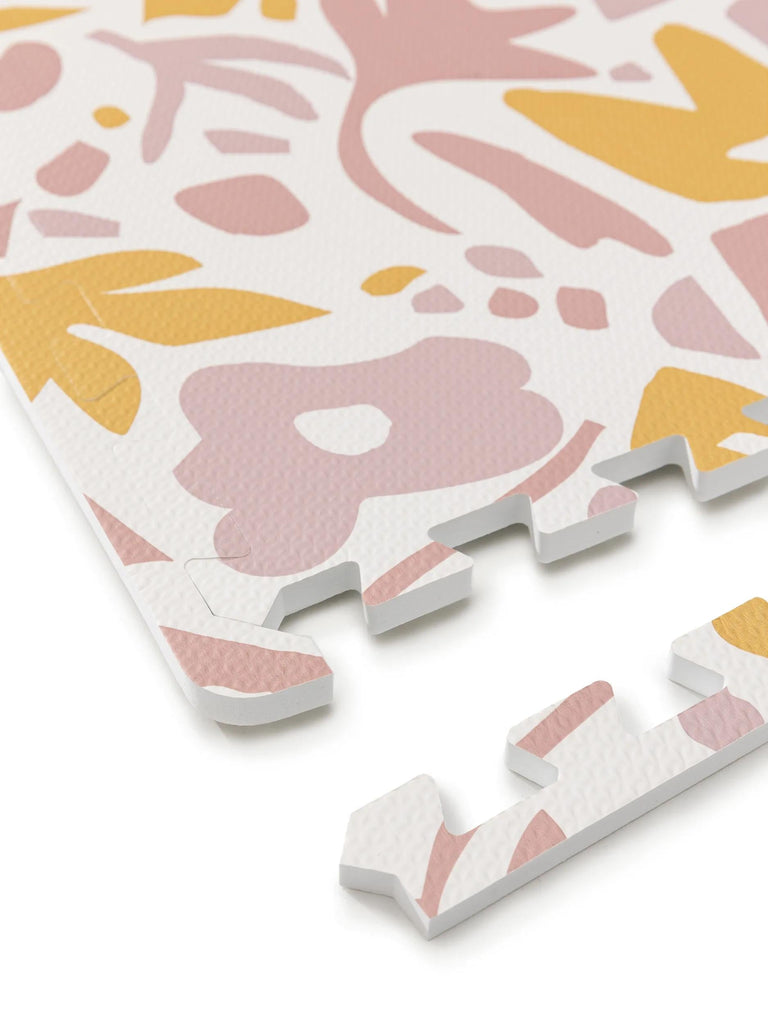 Tapis enfant motif fleur de jeux puzzle rose et orange 120x180 cm