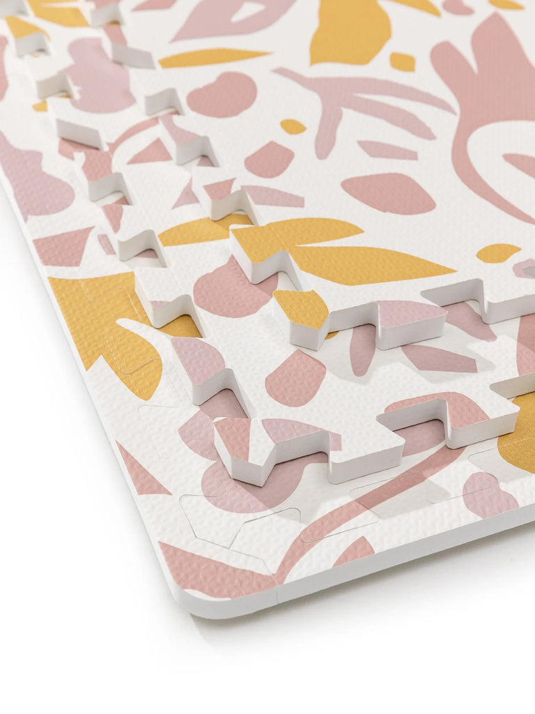 Tapis enfant motif fleur de jeux puzzle rose et orange 120x180 cm