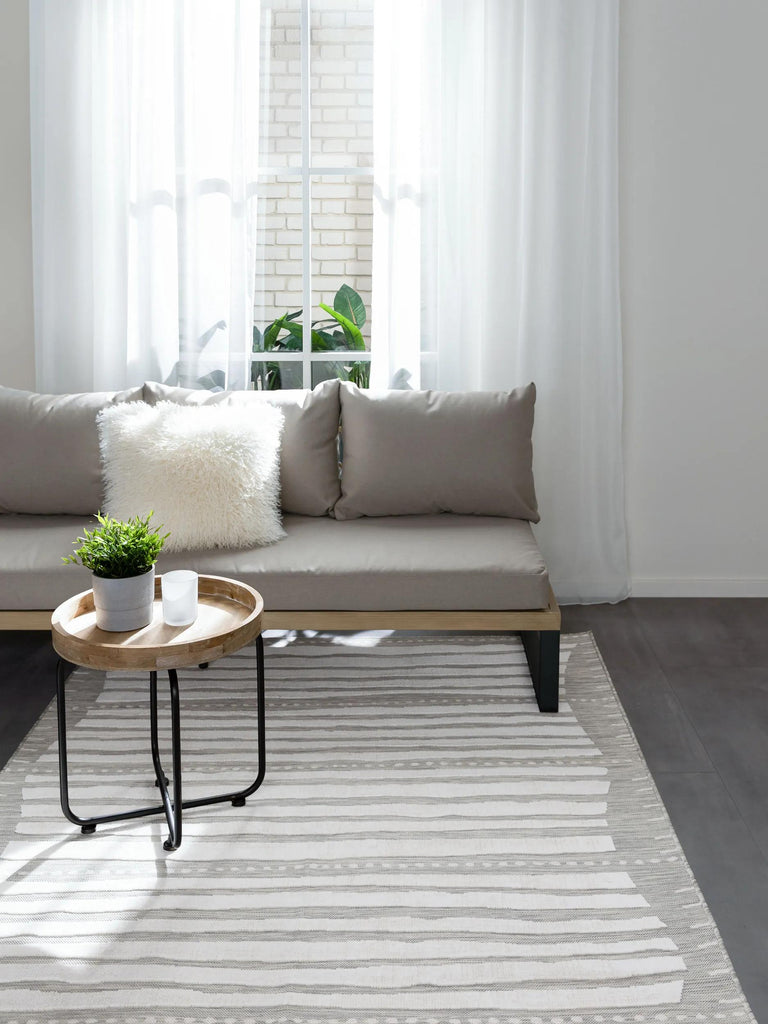 Tapis moderne strillé gris d'intérieur et d'extérieur 120x170 cm