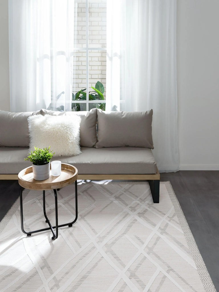 Tapis berbère moderne blanc d'intérieur et d'extérieur 160x230 cm