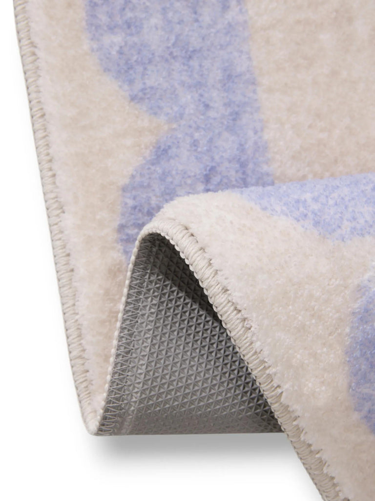 Tapis moderne encadrement retro de bain beige et violet 50x80 cm