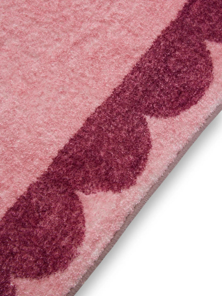 Tapis moderne encadrement retro de bain rose et fushia 80x150 cm