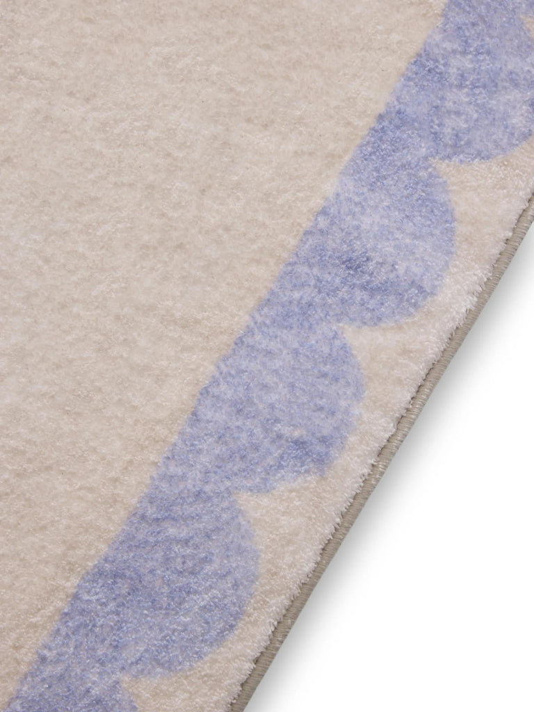 Tapis moderne encadrement retro de bain beige et violet 80x150 cm