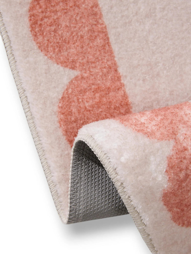 Tapis moderne encadrement retro de bain beige et orange 60x120 cm