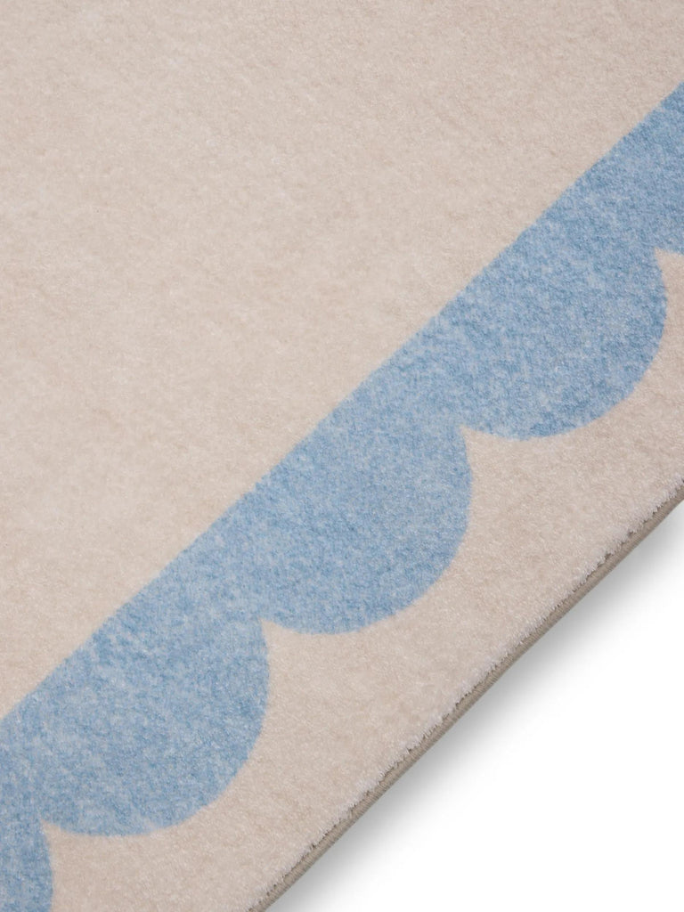 Tapis moderne encadrement retro beige et bleu 250x350 cm