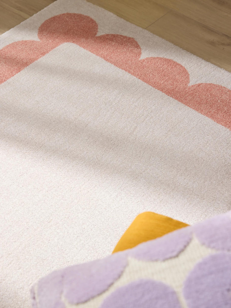 Tapis moderne encadrement retro beige et orange 200x300 cm