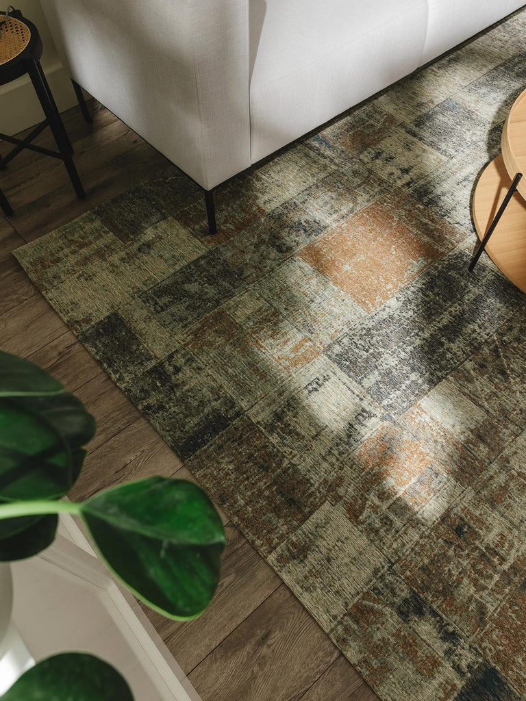 Tapis patchwork vintage marron et gris 120x180 cm