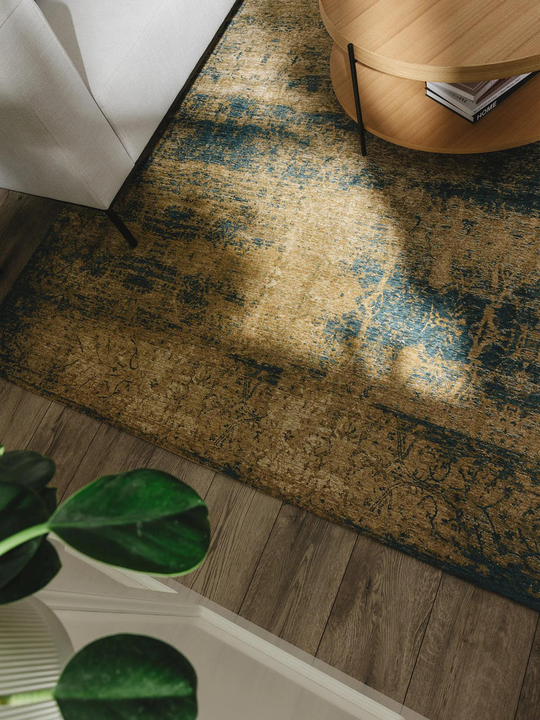 Tapis oriental vintage beige et noir 80x165 cm