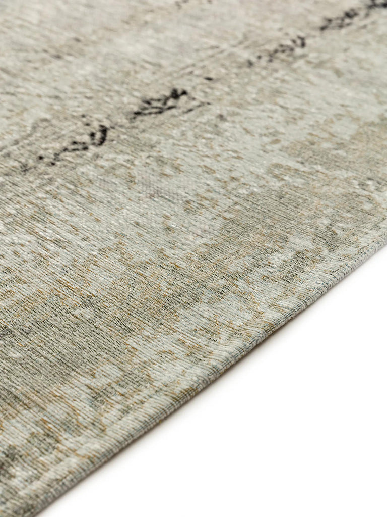 Tapis vintage oriental vert et gris 80x165 cm