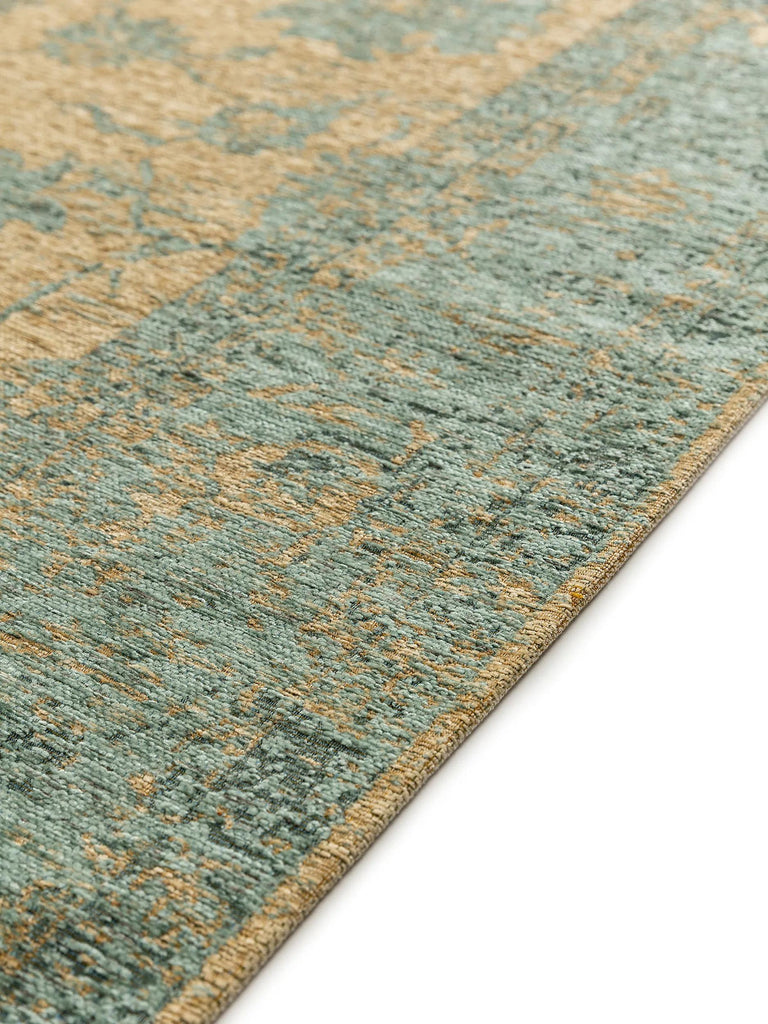 Tapis vintage motif floral beige et vieux bleu 100x160 cm