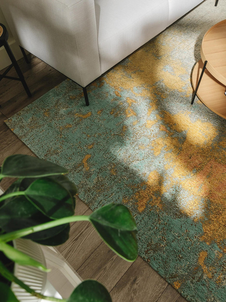 Tapis design vintage orange et turquoise 200x285 cm