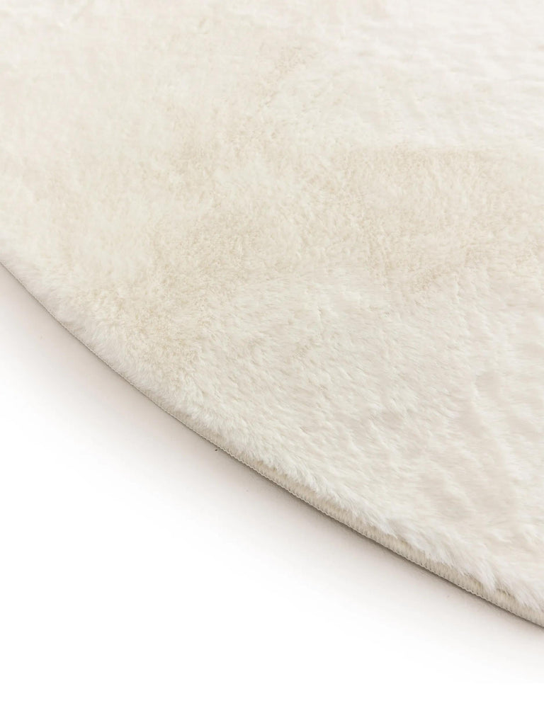 Tapis moderne fausse fourrure rond blanc 80 cm de diamètre