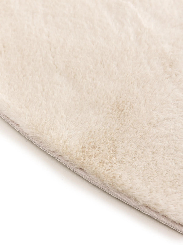 Tapis moderne fausse fourrure rond beige 200 cm de diamètre