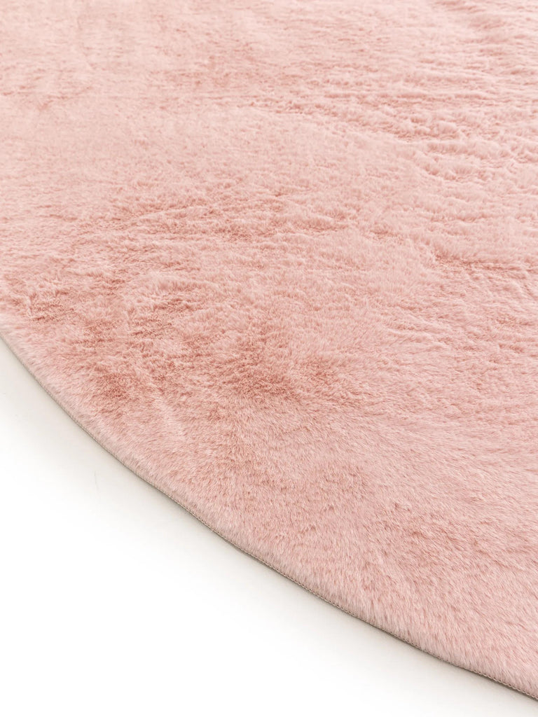 Tapis moderne fausse fourrure rond rose 80 cm de diamètre