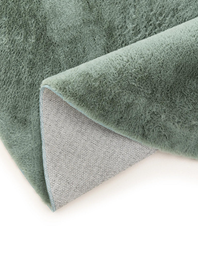 Tapis moderne fausse fourrure rond vert d'eau 200 cm de diamètre