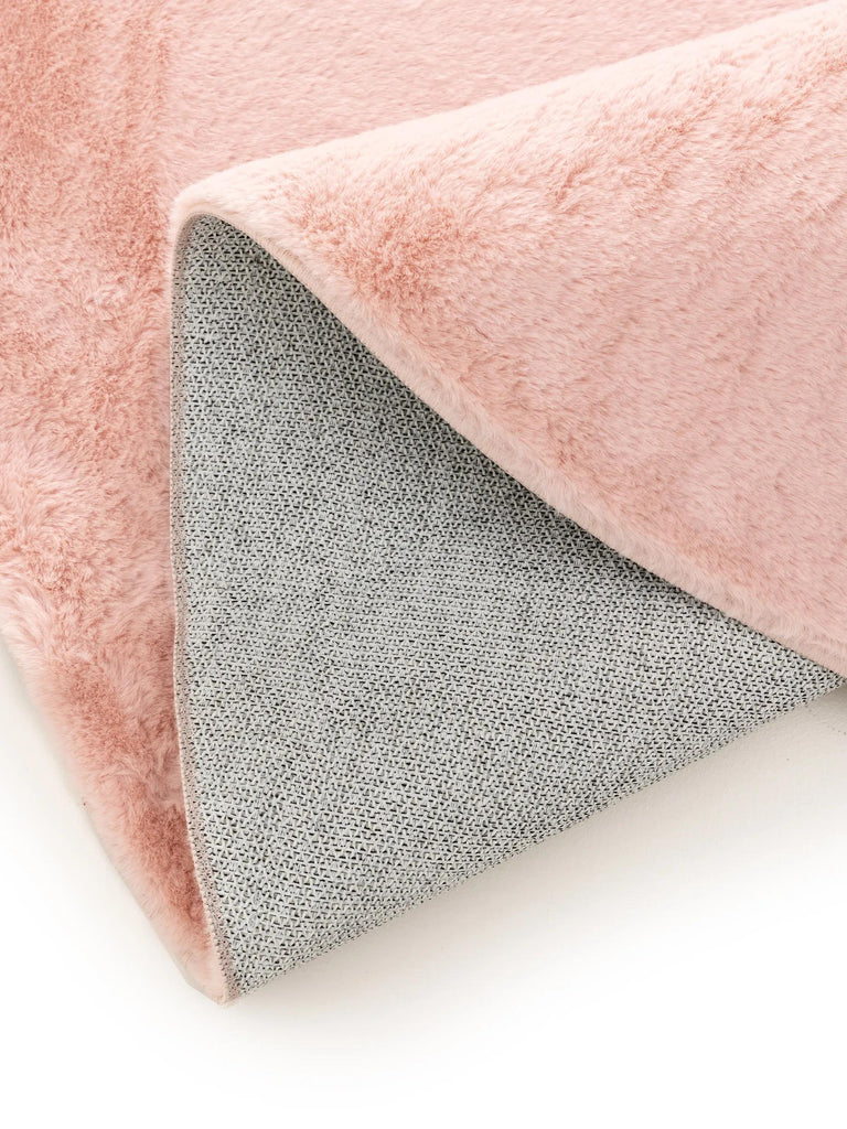Tapis moderne fausse fourrure rond rose 80 cm de diamètre