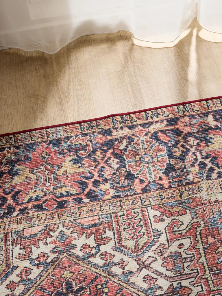 Tapis oriental de couloir multicolore tons bordeaux lavable 80x240 cm