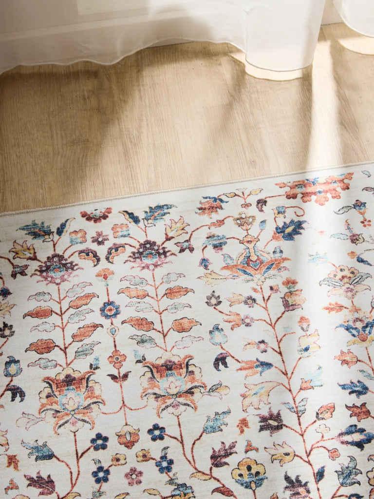 Tapis à fleurs de couloir multicolore lavable 80x240 cm