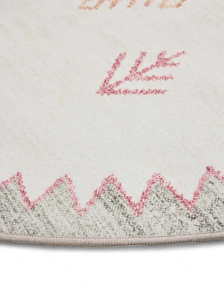 Tapis ethnique inspiration berbère rond multicolore lavable 160 cm de diamètre