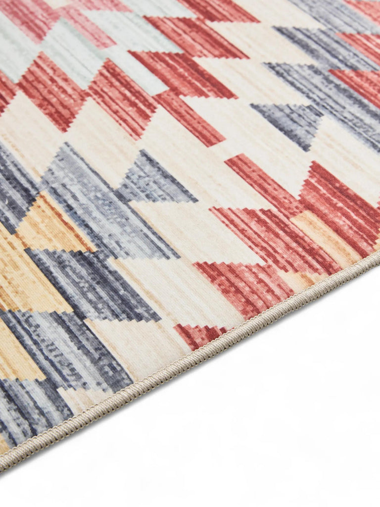 Tapis ethnique motif géométrique multicolore lavable 120x170 cm
