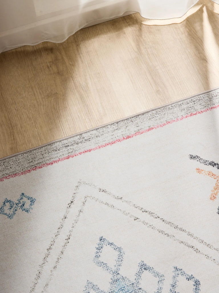 Tapis ethnique inspiration berbère multicolore lavable 200x300 cm