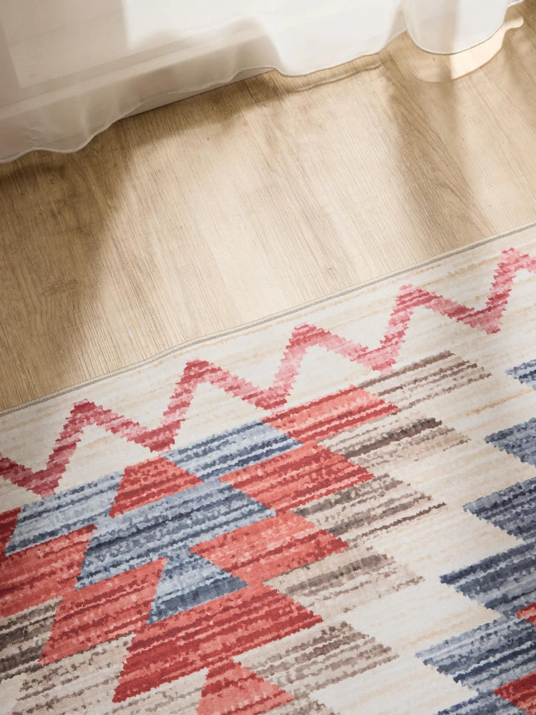 Tapis ethnique motif géométrique multicolore lavable 60x120 cm