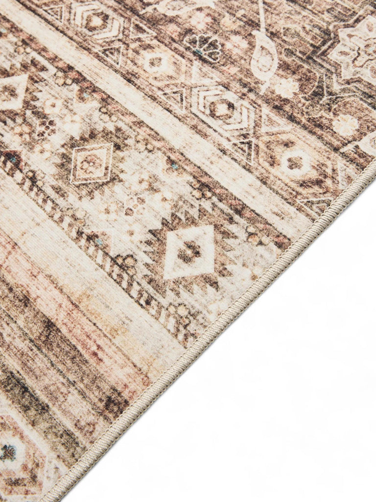 Tapis ethnique vintage marron lavable 160x230 cm