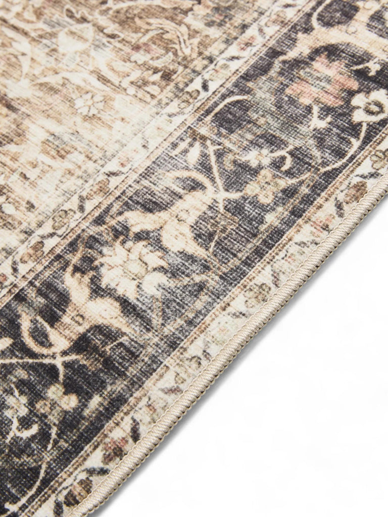 Tapis oriental vintage gris et marron lavable 80x150 cm