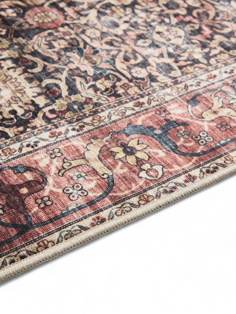 Tapis oriental vintage noir et marron lavable 160x230 cm