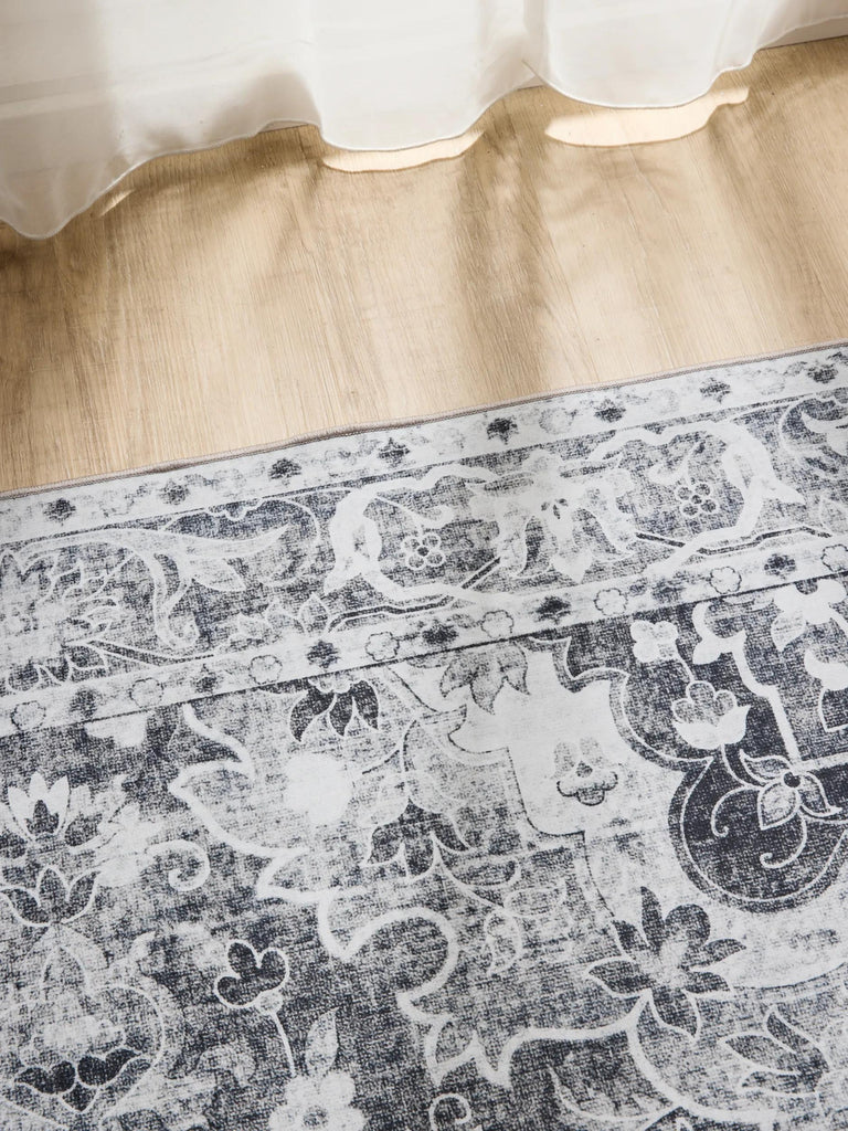 Tapis oriental vintage gris lavable 60x120 cm