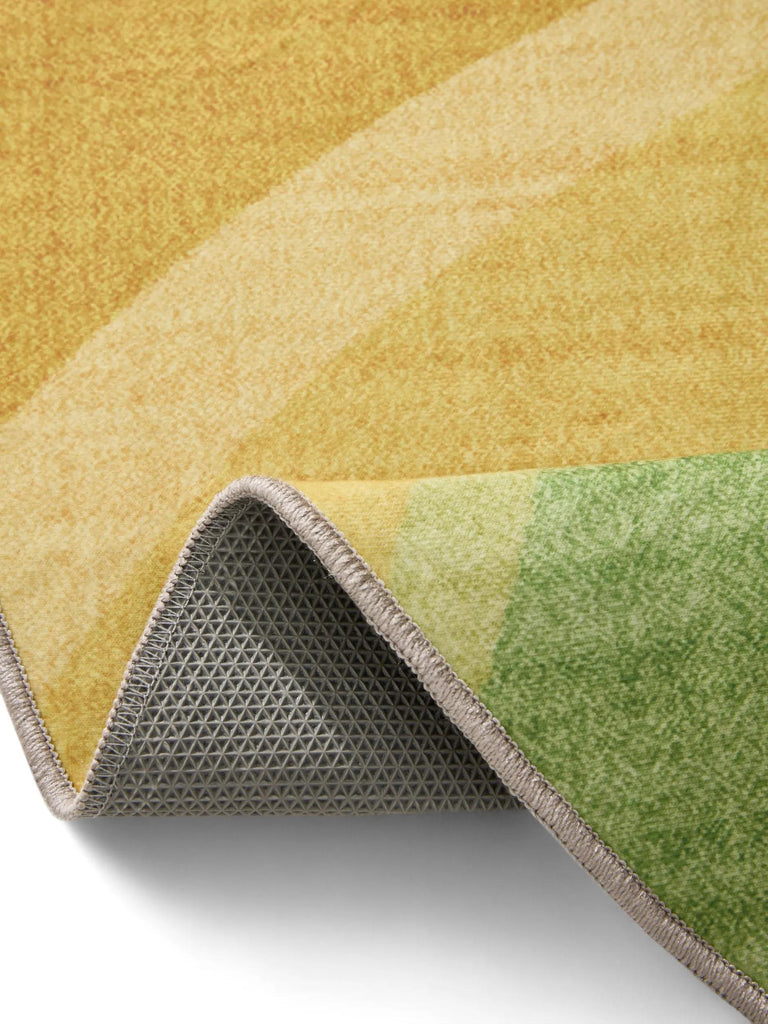 Tapis contemporain arc-en-ciel rond multicolore lavable 120 cm de diamètre