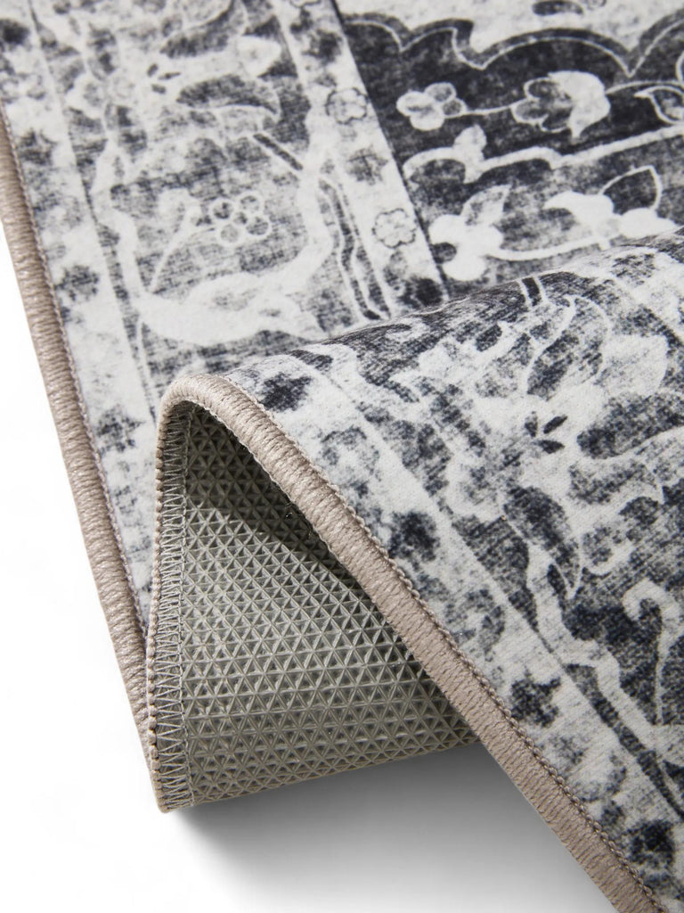 Tapis oriental vintage gris lavable 60x120 cm