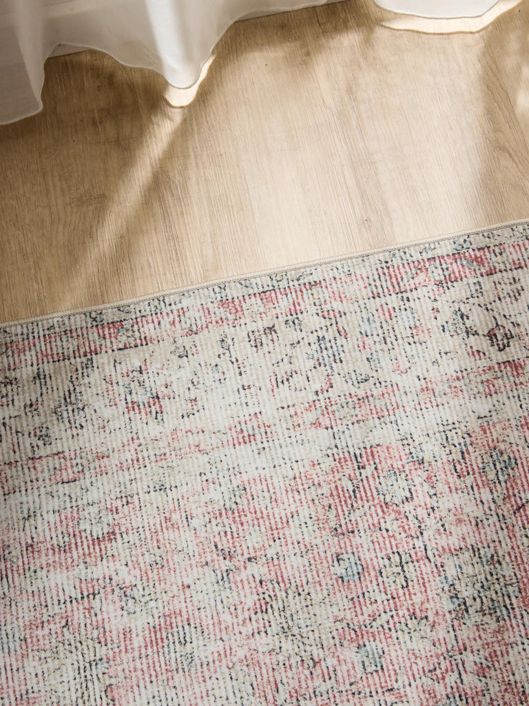 Tapis vintage effet usé beige lavable 240x340 cm