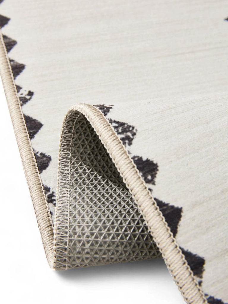 Tapis ethnique inspiration berbère beige et bleu lavable 120x170 cm