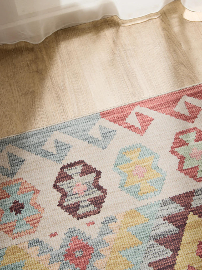 Tapis ethnique tons clairs multicolore lavable 120x170 cm